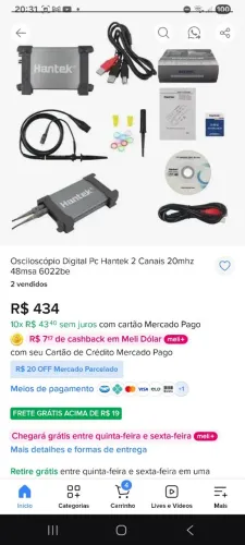 Osciloscópio baseado em PC Hantek 6022BE