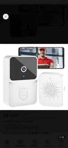 Campanhia Sem Fio Inteligente Com Camera Wifi Residencial Branco 127/220v