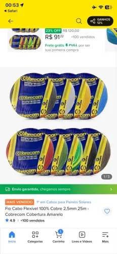 Rolo de fio 2.5mm e 4mm cobrecom