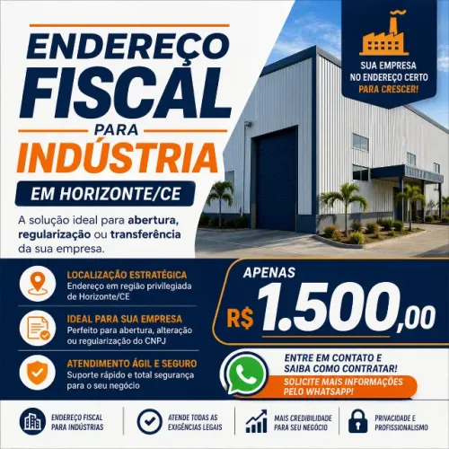 Endereço fiscal para indústria