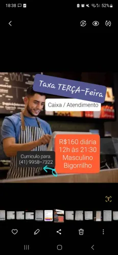 Taxa Garçom - Folguista Terças Freelancer Curitiba