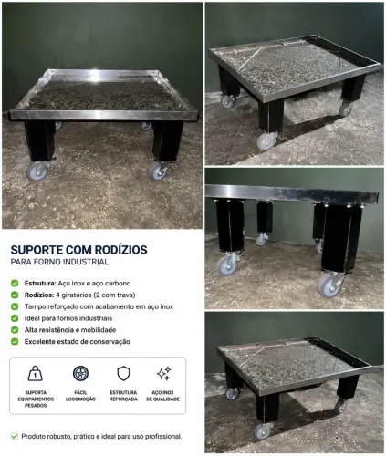 Suporte com rodízio para forno esteira