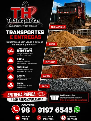Areia Brita aterro Barro terra preta
