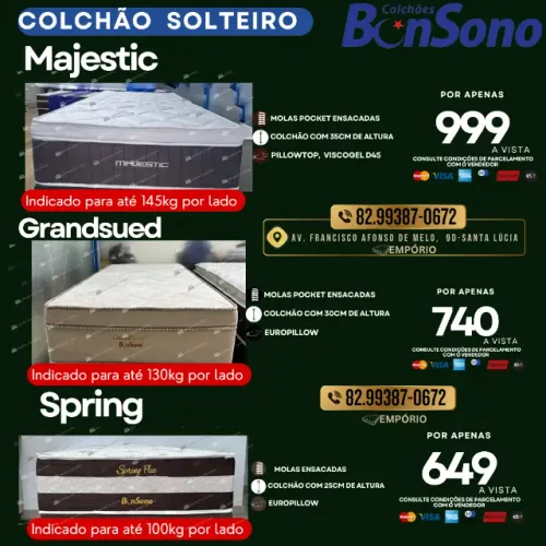 colchão solteiro Bonsono molas pocket ensacadas pronta entrega consulte disponibilidade