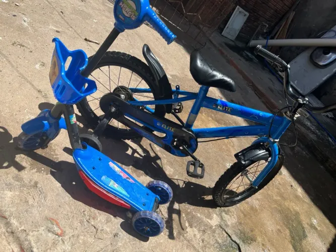 Bicicleta e patinete usados pouquíssimas vezes ? em bom estado mesmo