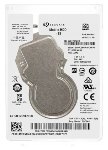 Disco Rígido Seagate Mobile Hdd 1tb 5.400 Rpm 6gb/s St1000lm035 Notebook
