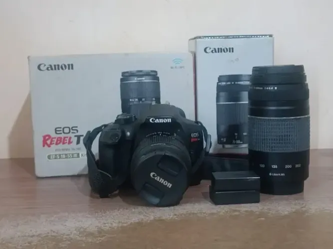 KIT Câmera Canon RebelT6 + Lente Canon EF 75-300mm