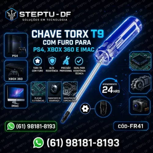 COD-FR41 Chave Torx T9 Com Furo Ps4 Xbox 360 iMac Arduino Automação Robotica