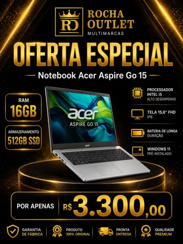 Notebook Acer Aspire Go 15 Intel i5 16GB RAM 512GB SSD Windows 11