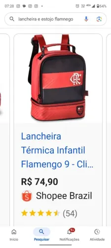 Lancheira + estojo Flamengo oficial - Novo