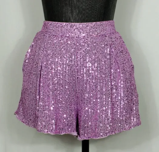 Short social alfaiataria feminina festa paetês lilás -Colcci  Veste 38 - Ref. 5781