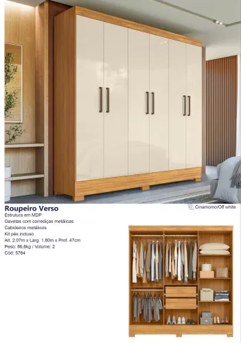 Guarda Roupa verso 6 portas