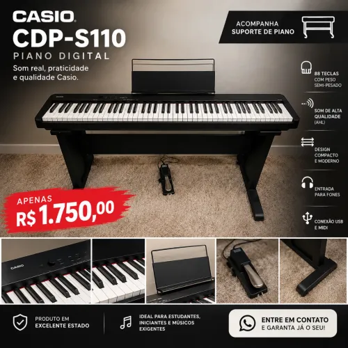 Piano Digital Casio CDP-S110 + Suporte