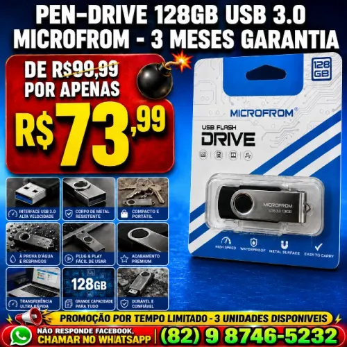 Pen Drive Microfrom 128GB USB 3.0 ? Entrega Gratis