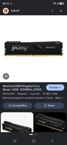 Memória Kingston ddr 4 16gb NOVA