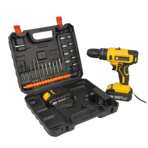 PARAFUSADEIRA FURADEIRA AMARELA SEM FIO 30V 2 BATERIAS NK2830