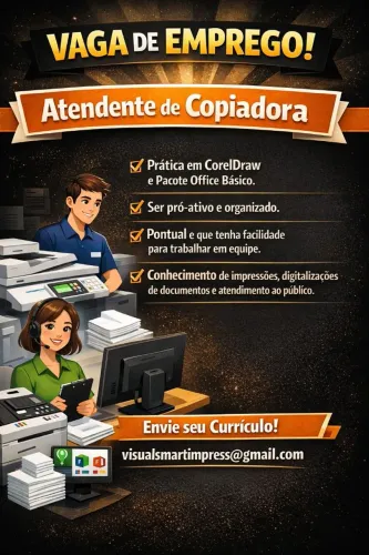 Vaga de emprego para Atendente de copiadora/grafica rapida