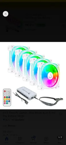 Vendo kit de fan 5 fan argb com controladora branco
