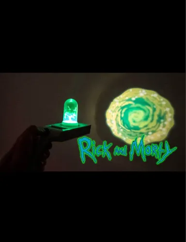 portal gun rick and morty funko com luz, som e projeção raridade