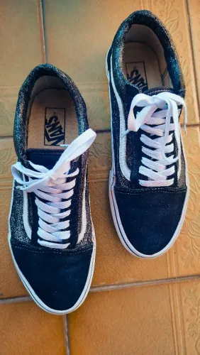 Vans Old Skool Custom Glitter Prata - Tam 39 BR (Peça Única!)
