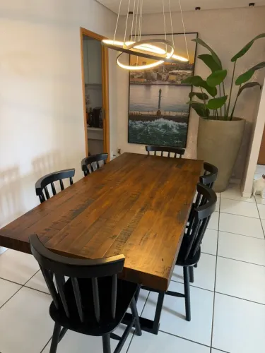 Mesa rústica Tok Stok + 6 cadeiras