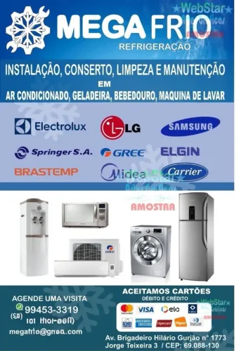 Serviços em ar condicionado, geladeira, maquina de lavar roupa e micro-ondas