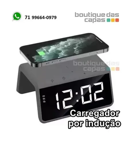 Carregador Por Indução Peining 15w com relogio digital e magsafe iphone samsung