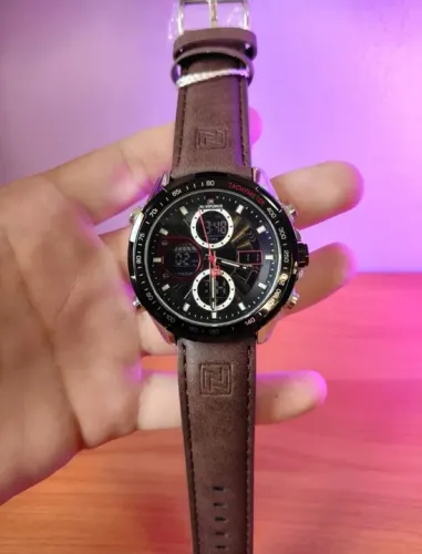 RELÓGIO MASCULINO NAVIFORCE ORIGINAL PULSEIRA DE COURO 