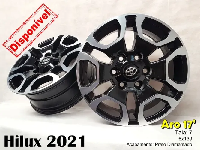 Roda aro 17 Toyota Hilux preta com diamantado jogo novo