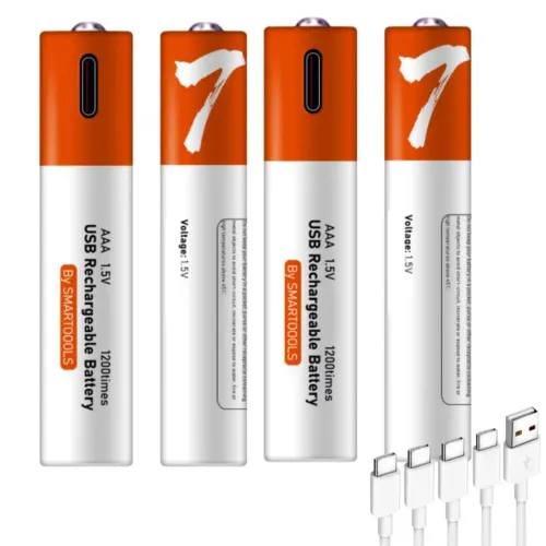 Kit 4 Pilhas USB AAA Baterias De Lítio Recarregáveis Número 7 Universal