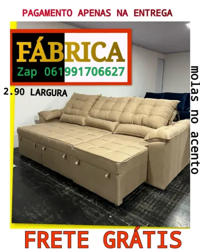 SOFÁ RETRÁTIL E RECLINÁVEL LARGURA 2.90 GIGANTE MOLAS ACENTO CONFORTÁVEL