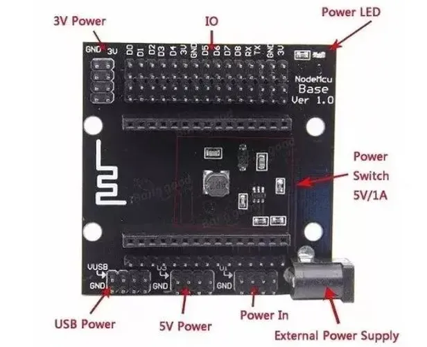 Placa Base Nodemcu Shield Adaptador Esp8266   Arduino Automação Robotica COD-AM129  