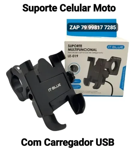 Suporte Celular Moto Bike Alumínio Guidão Com Carregador