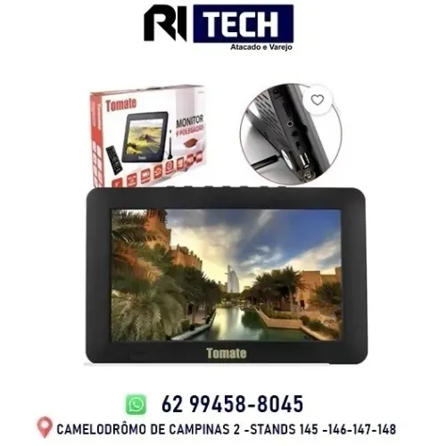 TV Portátil de 9" Recarregável Usb Cartão de Memória MTM-909 com tela LED HD 127/220V 