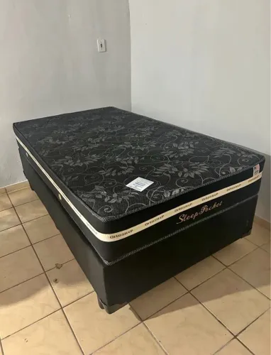 Cama solteirão box e colchão molas ensacadas