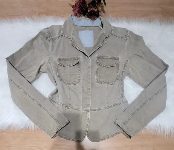 Casaco de lã e blazer jeans bege TAM. P