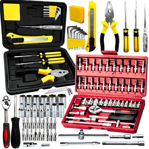 Kit chave catraca 46 peças + uma maleta de ferramentas 7 peças 