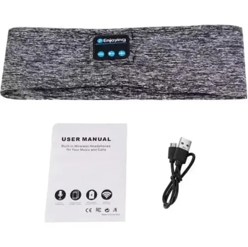 Fone de ouvido Bluetooth, bandana cor cinza para sono e várias atividades.