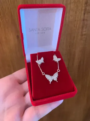 Conjunto de Colar e Brincos de Borboleta Prata 925