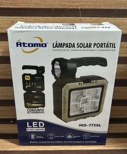 Lanterna Multifuncional Usb E Solar Dupla Fonte De Luz Com Estojo De Ferramentas 