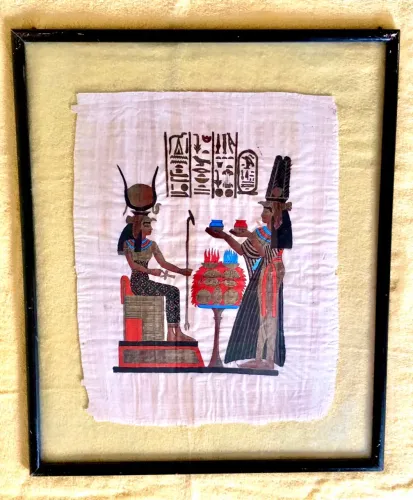 Quadro Egípcio em Papiro: Arte e História na sua Casa