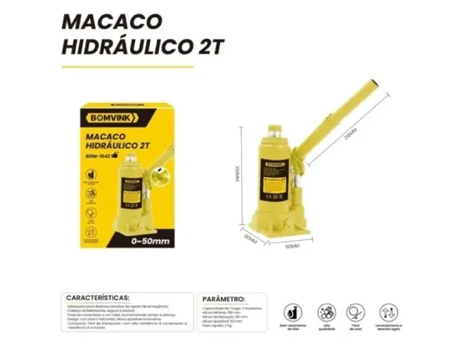 macaco hidráulico powerlift 2t bomvink bom-1542