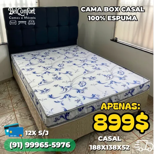 Cama Box Casal 100% Espuma - Bel Confort