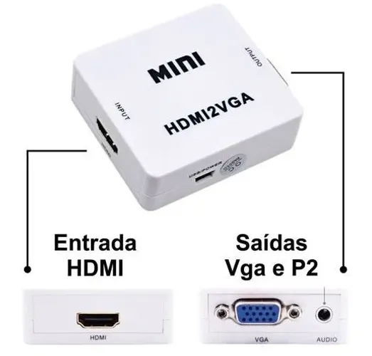 Adaptador Conversor Hdmi Femea X Vga Femea C/audio Fchdvga