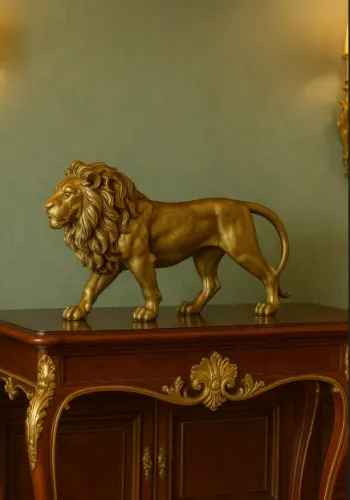 Escultura Leão Dourado Artesanal decorativo - Direto de Fabrica