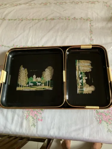 Jogo de 3 bandejas plásticas. Anos 80