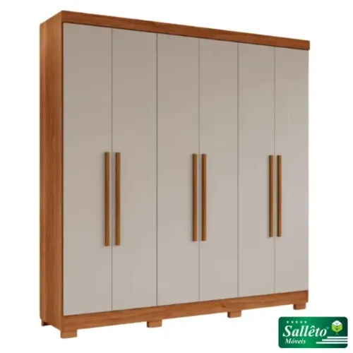 Guarda Roupa Recife Cinamomo/Off 6Pts Sallêto - Entrega Rápida!