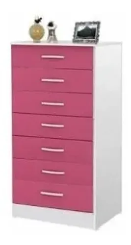 Cômoda Resende.Macabu 7Gvs Branco com Rosa AS Moveis - Entrega Rápida! 