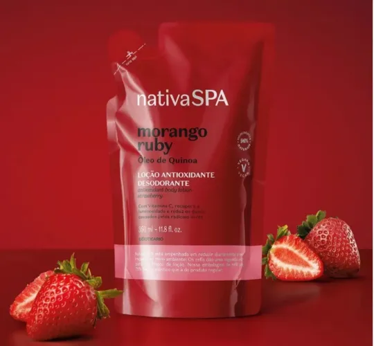 Loção Desodorante Antioxidante Morango Ruby Nativa SPA 350ml