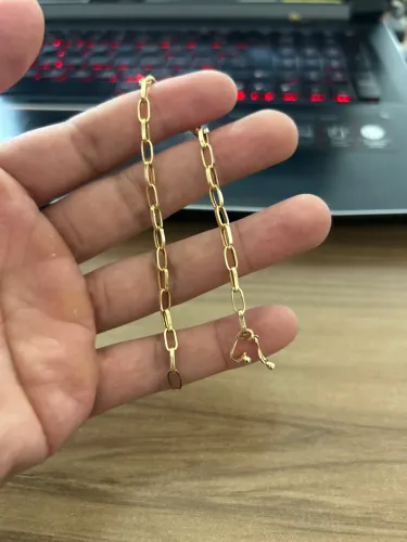 Pulseira tijolinho ouro 18k